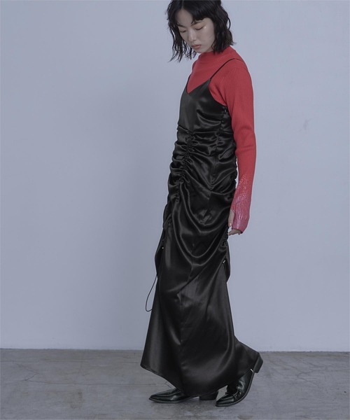 miette（ミエット）の「シャーリングキャミソールワンピース（ワンピース・レディース・ブラック/シルバー・FREE）」の4枚目の写真