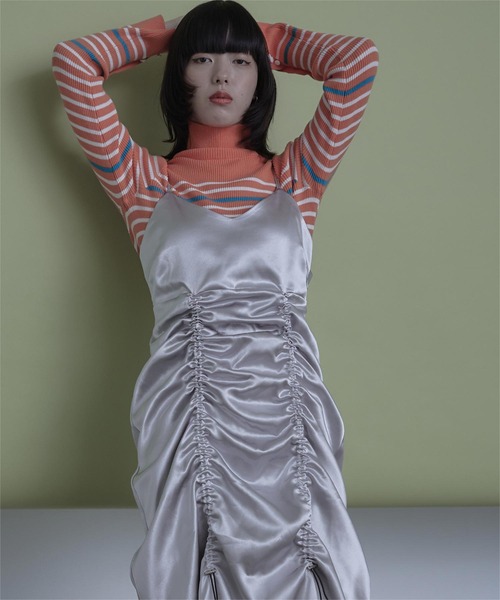 miette（ミエット）の「シャーリングキャミソールワンピース（ワンピース・レディース・ブラック/シルバー・FREE）」の7枚目の写真