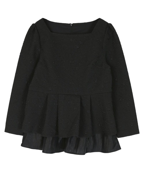 ふくれジャガードティアードペプラムトップス（Tシャツ