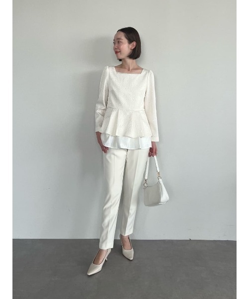 tシャツ ふくれジャガードティアードペプラムトップス レディース titivate tシャツ ふくれジャガードペプラムトップス レディース