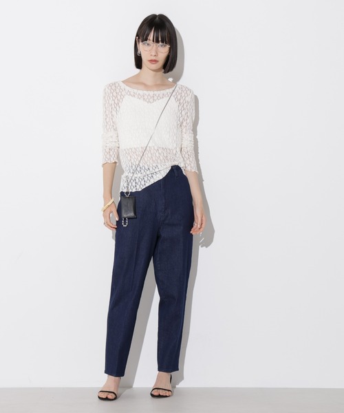Apo(s)ture(アポスチャー)の「NORAH-001/デニムテーパードパンツ(デニムパンツ・レディース・ネイビー/ブラック・XS/S/M/L/XL)」の4枚目の写真