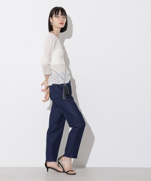 Apo(s)ture(アポスチャー)の「NORAH-001/デニムテーパードパンツ(デニムパンツ・レディース・ネイビー/ブラック・XS/S/M/L/XL)」の5枚目の写真