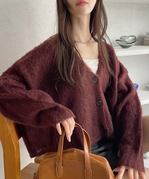 Ada.(エイダ)の「シャギー ふわふわ ニット カーディガン(カーディガン/ボレロ・レディース・ブラウン/グリーン/アイボリー・FREE)」の1枚目の写真