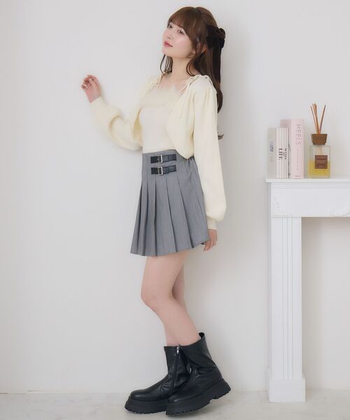 ems excite（エムズエキサイト）の「【セットアイテム】ファー付きキャミNTSET（ニット/セーター・レディース・パープル/ダークグレー/ナチュラル・FREE）」の9枚目の写真