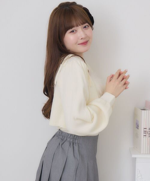 ems excite（エムズエキサイト）の「【セットアイテム】ファー付きキャミNTSET（ニット/セーター・レディース・パープル/ダークグレー/ナチュラル・FREE）」の12枚目の写真