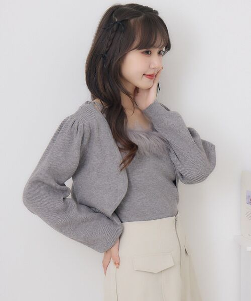 ems excite（エムズエキサイト）の「【セットアイテム】ファー付きキャミNTSET（ニット/セーター・レディース・パープル/ダークグレー/ナチュラル・FREE）」の20枚目の写真