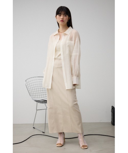 AZUL by moussy（アズールバイマウジー）の「バックスリットシアーオーバーシャツ（シャツ/ブラウス・レディース・オフホワイト/グレー/ホワイト系その他・FREE）」の6枚目の写真