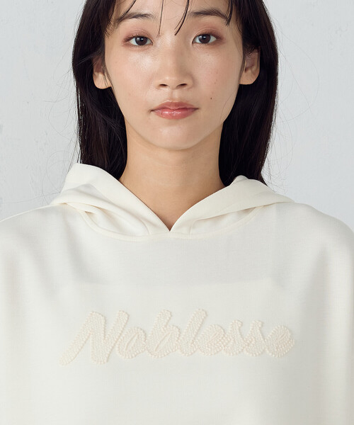 COMME CA ISM（コムサイズム）の「ロゴ刺繍 オーバーサイズ ダンボールニット　パーカー（パーカー・レディース・モカ/アイボリー/ブラック・MEDIUM/LARGE）」の13枚目の写真