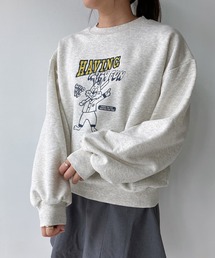 AS KNOW AS plus | ◇ウサギとロゴ刺繍 ビッグサイズスウェットプルオーバー(スウェット)