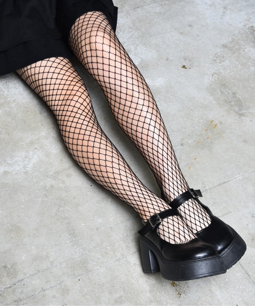 CALIFORNIA OUTFITTERS（カリフォルニア アウトフィッターズ）の「2-9D23 【編み目2種類】 レース ネットタイツ（タイツ/ストッキング・レディース・ブラック/ブラック系その他/ホワイト系その他/ホワイト・FREE）」の6枚目の写真
