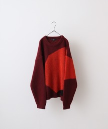 Jacquard design loose crew neck knit / ジャガードデザインルーズクルーネックニット unisex