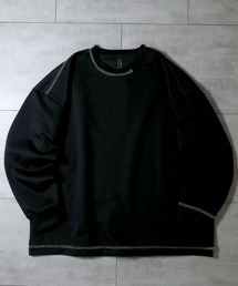 cardboard knit stitching crew neck cutsew/ダンボールニット ステッチング クルーネック カットソー