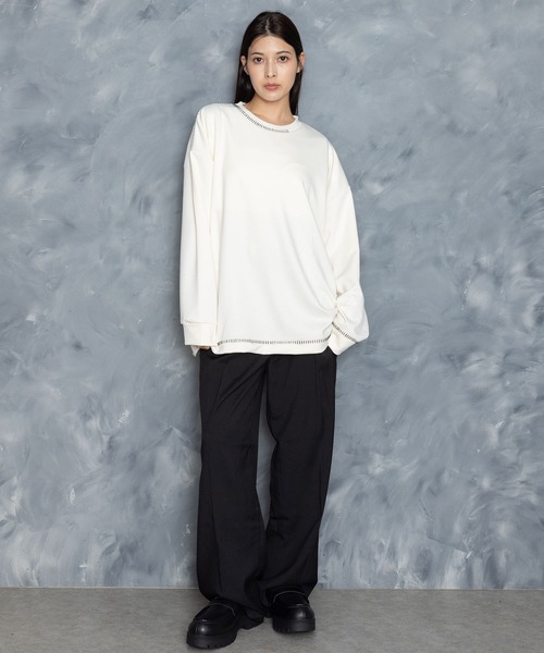 Starting Over(スターティングオーバー)の「cardboard knit stitching crew neck cutsew/ダンボールニット ステッチング クルーネック カットソー(スウェット・メンズ・ホワイト/ブラック/チャコールグレー/グレー・M/L/XL)」の17枚目の写真