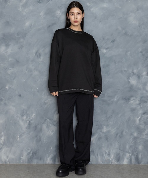 Starting Over(スターティングオーバー)の「cardboard knit stitching crew neck cutsew/ダンボールニット ステッチング クルーネック カットソー(スウェット・メンズ・ホワイト/ブラック/チャコールグレー/グレー・M/L/XL)」の19枚目の写真