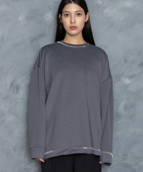 Starting Over(スターティングオーバー)の「cardboard knit stitching crew neck cutsew/ダンボールニット ステッチング クルーネック カットソー(スウェット・メンズ・ホワイト/ブラック/チャコールグレー/グレー・M/L/XL)」の21枚目の写真