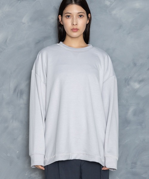セール】cardboard knit stitching crew neck cutsew/ダンボール