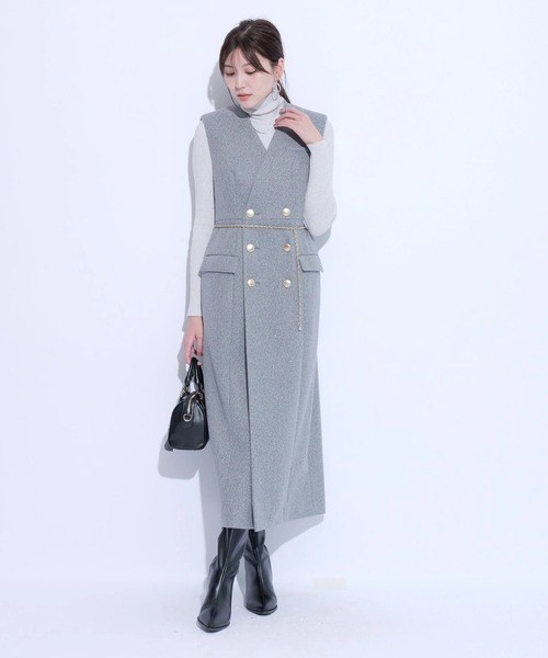 マイストラーダ　ジレワンピース　新品未使用　タグ付き　ホワイト　38 マイストラーダ ジレワンピース 新品未使用 タグ付き ホワイト 38 マイ