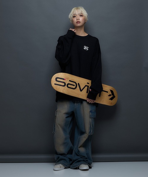 SAVIER(サビアー)の「【SAVIER/サビアー】WALKING DONUTSコラボ / バックプリント ビッグシルエット スウェットトレーナー ワンポイント刺繍 ブランドロゴ(スウェット・メンズ・杢グレー/ブラック・MEDIUM/LARGE)」の11枚目の写真