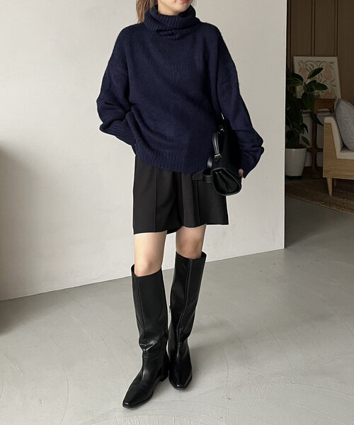 CAPRICIEUX LE'MAGE（カプリシューレマージュ）の「【もちふわシリーズ】もちふわルーズタートルプルオーバー（ニット/セーター・レディース・ベージュ/ネイビー/レッド/アイボリー・FREE）」の7枚目の写真