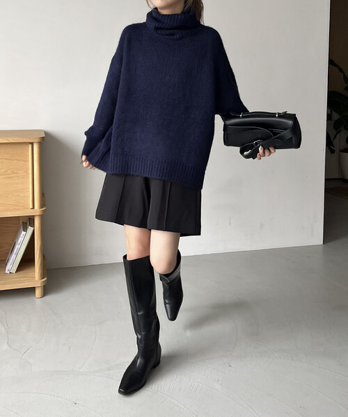 CAPRICIEUX LE'MAGE（カプリシューレマージュ）の「【もちふわシリーズ】もちふわルーズタートルプルオーバー（ニット/セーター・レディース・ベージュ/ネイビー/レッド/アイボリー・FREE）」の10枚目の写真