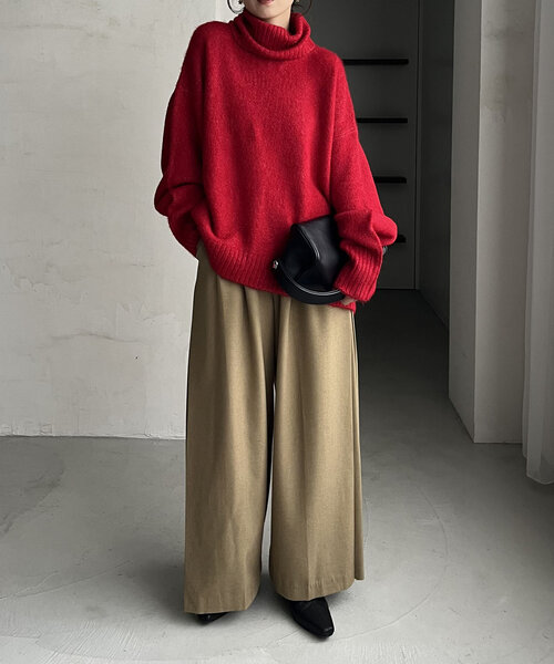 CAPRICIEUX LE'MAGE（カプリシューレマージュ）の「【もちふわシリーズ】もちふわルーズタートルプルオーバー（ニット/セーター・レディース・ベージュ/ネイビー/レッド/アイボリー・FREE）」の15枚目の写真