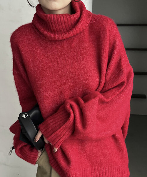 CAPRICIEUX LE'MAGE（カプリシューレマージュ）の「【もちふわシリーズ】もちふわルーズタートルプルオーバー（ニット/セーター・レディース・ベージュ/ネイビー/レッド/アイボリー・FREE）」の17枚目の写真