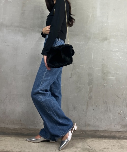 Loco Ocean（ロコオーシャン）の「【2way】フェイクファー / トートバッグ ハンドバッグ ショルダーバッグ（ショルダーバッグ・レディース・ベージュ/ブラック・ONE SIZE）」の9枚目の写真