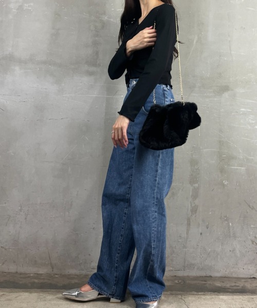 Loco Ocean（ロコオーシャン）の「【2way】フェイクファー / トートバッグ ハンドバッグ ショルダーバッグ（ショルダーバッグ・レディース・ベージュ/ブラック・ONE SIZE）」の10枚目の写真