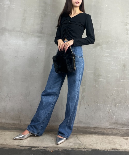Loco Ocean（ロコオーシャン）の「【2way】フェイクファー / トートバッグ ハンドバッグ ショルダーバッグ（ショルダーバッグ・レディース・ベージュ/ブラック・ONE SIZE）」の11枚目の写真