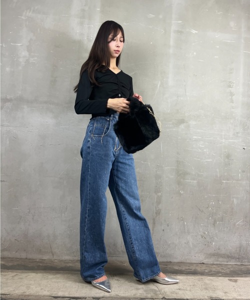 Loco Ocean（ロコオーシャン）の「【2way】フェイクファー / トートバッグ ハンドバッグ ショルダーバッグ（ショルダーバッグ・レディース・ベージュ/ブラック・ONE SIZE）」の12枚目の写真