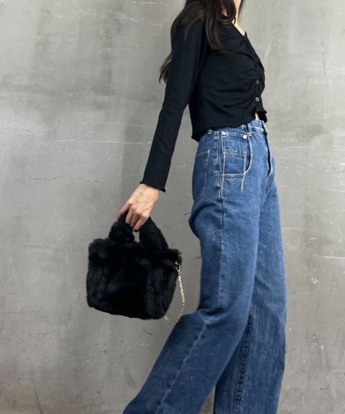 Loco Ocean（ロコオーシャン）の「【2way】フェイクファー / トートバッグ ハンドバッグ ショルダーバッグ（ショルダーバッグ・レディース・ベージュ/ブラック・ONE SIZE）」の13枚目の写真
