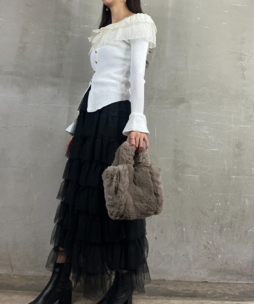 Loco Ocean（ロコオーシャン）の「【2way】フェイクファー / トートバッグ ハンドバッグ ショルダーバッグ（ショルダーバッグ・レディース・ベージュ/ブラック・ONE SIZE）」の17枚目の写真