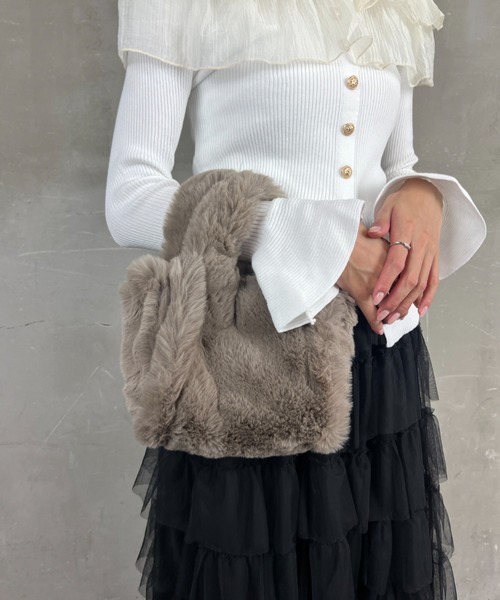 Loco Ocean（ロコオーシャン）の「【2way】フェイクファー / トートバッグ ハンドバッグ ショルダーバッグ（ショルダーバッグ・レディース・ベージュ/ブラック・ONE SIZE）」の19枚目の写真