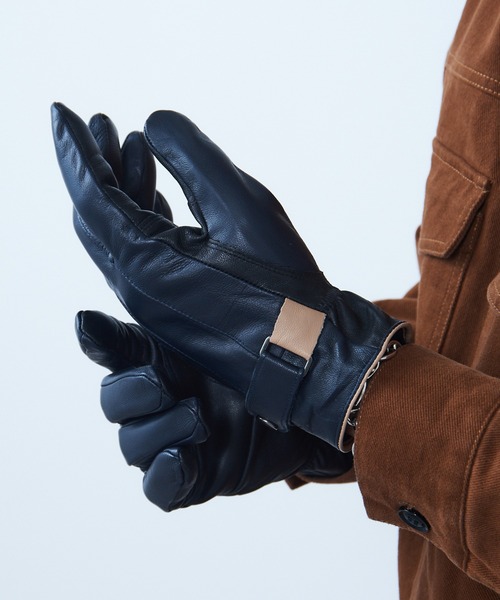 セール】【SETUP7】スマホ対応レザー 三色飾り×差し色 裏ボア メンズ