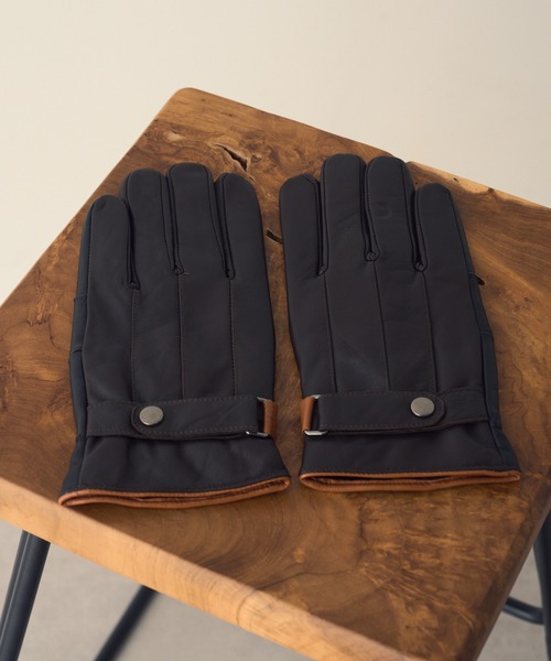 セール】【SETUP7】スマホ対応レザー 三色飾り×差し色 裏ボア メンズ