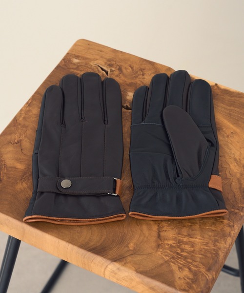 セール】【SETUP7】スマホ対応レザー 三色飾り×差し色 裏ボア メンズ