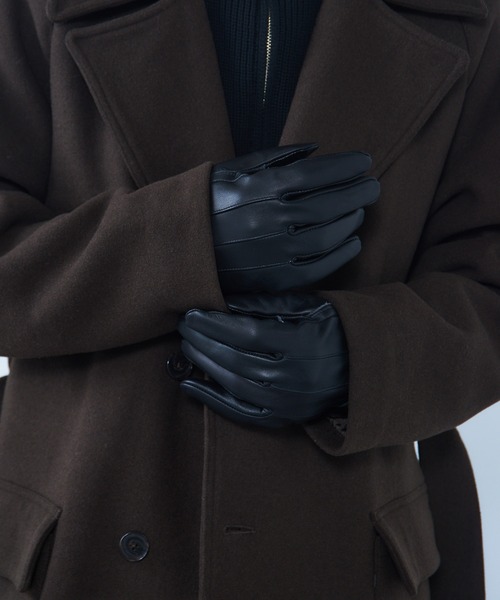 HARRIS TWEED（ハリスツイード）の「【SETUP7】スマホ対応レザー 三色飾り×差し色 裏ボア メンズ手袋 WINGI（手袋・メンズ・ネイビー/ブラック/ダークブラウン・FREE）」の20枚目の写真