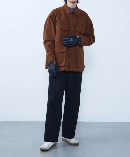 HARRIS TWEED（ハリスツイード）の「【SETUP7】スマホ対応レザー 三色飾り×差し色 裏ボア メンズ手袋 WINGI（手袋・メンズ・ネイビー/ブラック/ダークブラウン・FREE）」の14枚目の写真