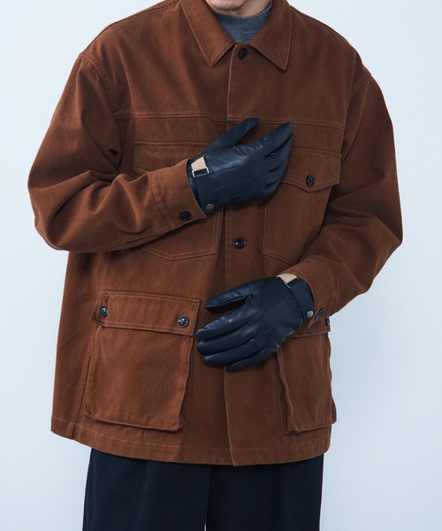 HARRIS TWEED（ハリスツイード）の「【SETUP7】スマホ対応レザー 三色飾り×差し色 裏ボア メンズ手袋 WINGI（手袋・メンズ・ネイビー/ブラック/ダークブラウン・FREE）」の13枚目の写真