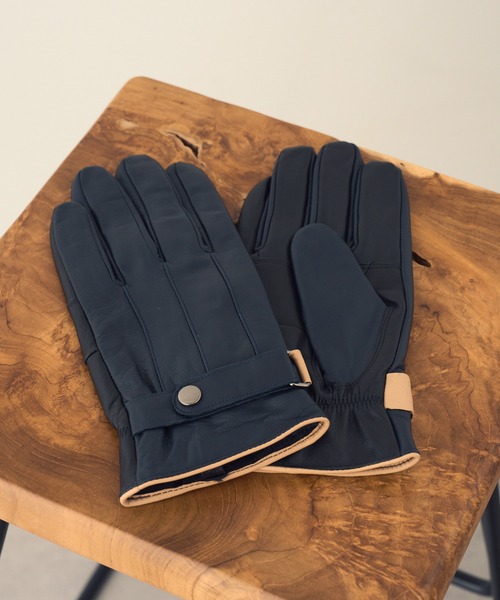 セール】【SETUP7】スマホ対応レザー 三色飾り×差し色 裏ボア メンズ