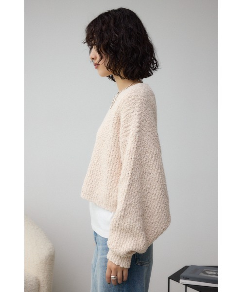 AZUL by moussy(アズールバイマウジー)の「ブークレクロップドニット(ニット/セーター・レディース・アイボリー/ブラック/レッド・FREE)」の8枚目の写真