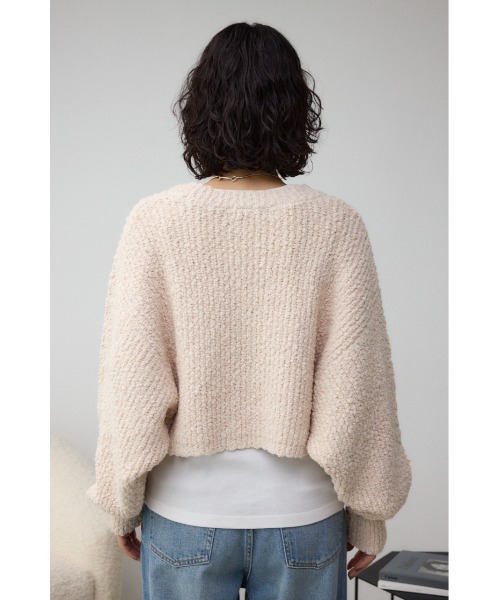 AZUL by moussy(アズールバイマウジー)の「ブークレクロップドニット(ニット/セーター・レディース・アイボリー/ブラック/レッド・FREE)」の9枚目の写真