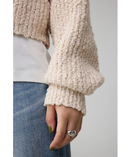 AZUL by moussy(アズールバイマウジー)の「ブークレクロップドニット(ニット/セーター・レディース・アイボリー/ブラック/レッド・FREE)」の12枚目の写真