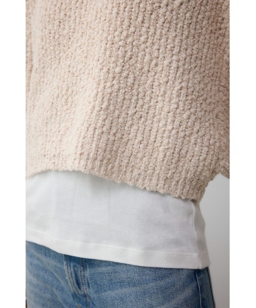 AZUL by moussy(アズールバイマウジー)の「ブークレクロップドニット(ニット/セーター・レディース・アイボリー/ブラック/レッド・FREE)」の13枚目の写真
