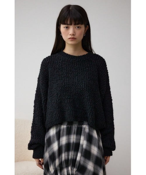 AZUL by moussy(アズールバイマウジー)の「ブークレクロップドニット(ニット/セーター・レディース・アイボリー/ブラック/レッド・FREE)」の18枚目の写真