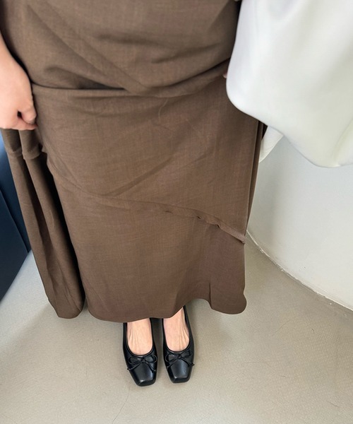 Lace Ladies(レースレディース)の「レザー調 スクエアトゥ リボン フラット パンプス(パンプス・レディース・ブラウン/ブラック/シルバー/アイボリー・25cm/23cm/23.5cm/24cm/24.5cm/22.5cm)」の15枚目の写真