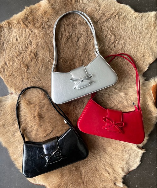 愛らしいリボン★REVIEW★クラシックハンドルバッグ☆ショルダー セール】リボンモチーフショルダーバッグ 結婚式＆ドレスアップ