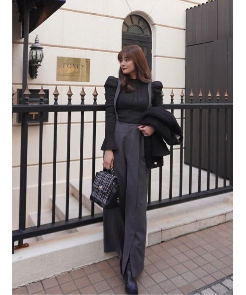 Volume-Sleeve Glitter Knit Top（ニット/セーター）｜Her lip to