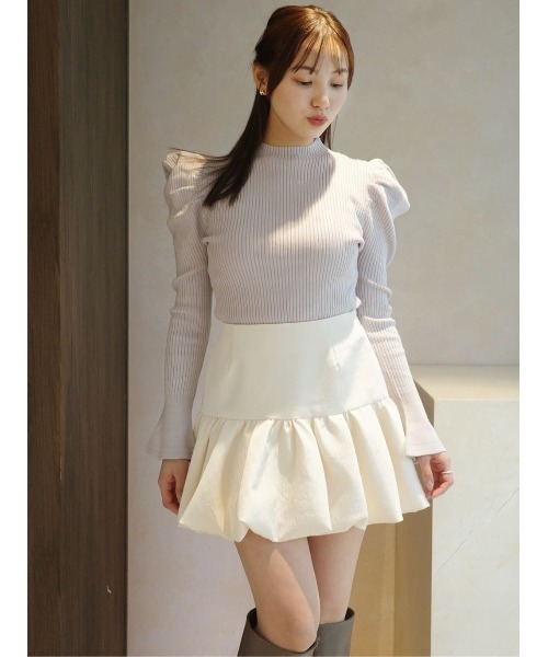 Volume-Sleeve Glitter Knit Top（ニット/セーター）｜Her lip to