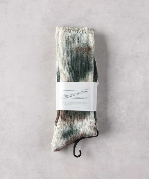 Right-on（ライトオン）の「【ANONYMOUSISM】ダッシュダイクルー（ソックス/靴下・メンズ・グリーン/オフホワイト/オレンジ・フリー）」の4枚目の写真